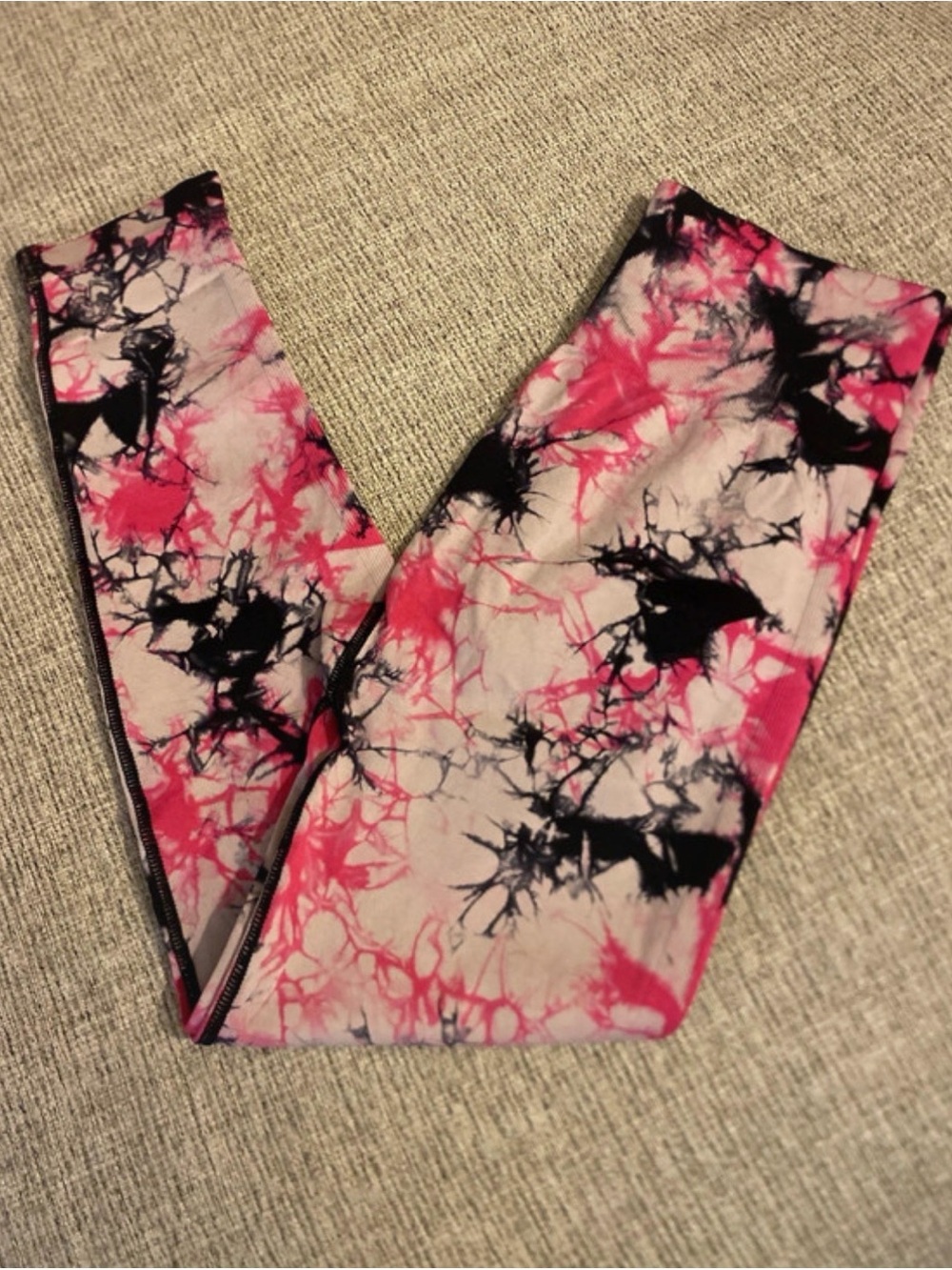 SHEIN Pink Black Tie-Dye Leggings